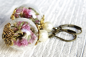 Preview: Ohrringe - Blüten beerenfarben - Echte Blumen